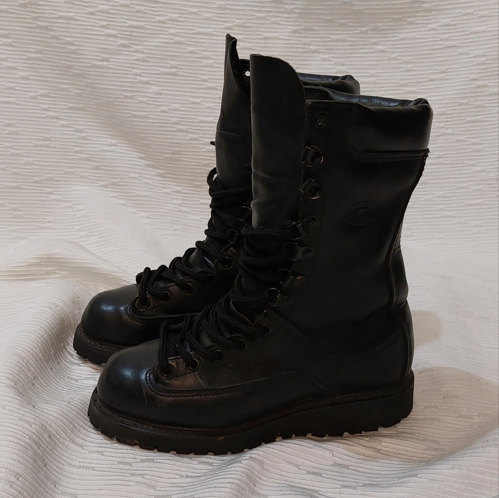 Vintage Leather Steeltoe Black Combat Boots Size 6.5